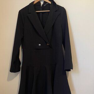 ZARA Black Long Sleeve Fit & Flare Romper - Size XL